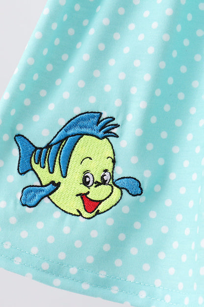Blue under the sea Embroidered Bloomer Set | Boutique Children's Clothing