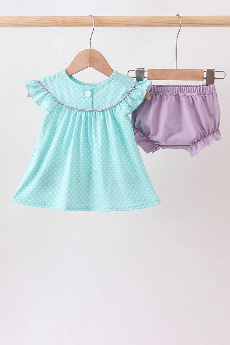 Blue under the sea Embroidered Bloomer Set | Boutique Children's Clothing