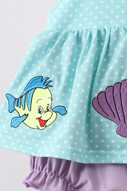 Blue under the sea Embroidered Bubble | Boutique Children's Clothing