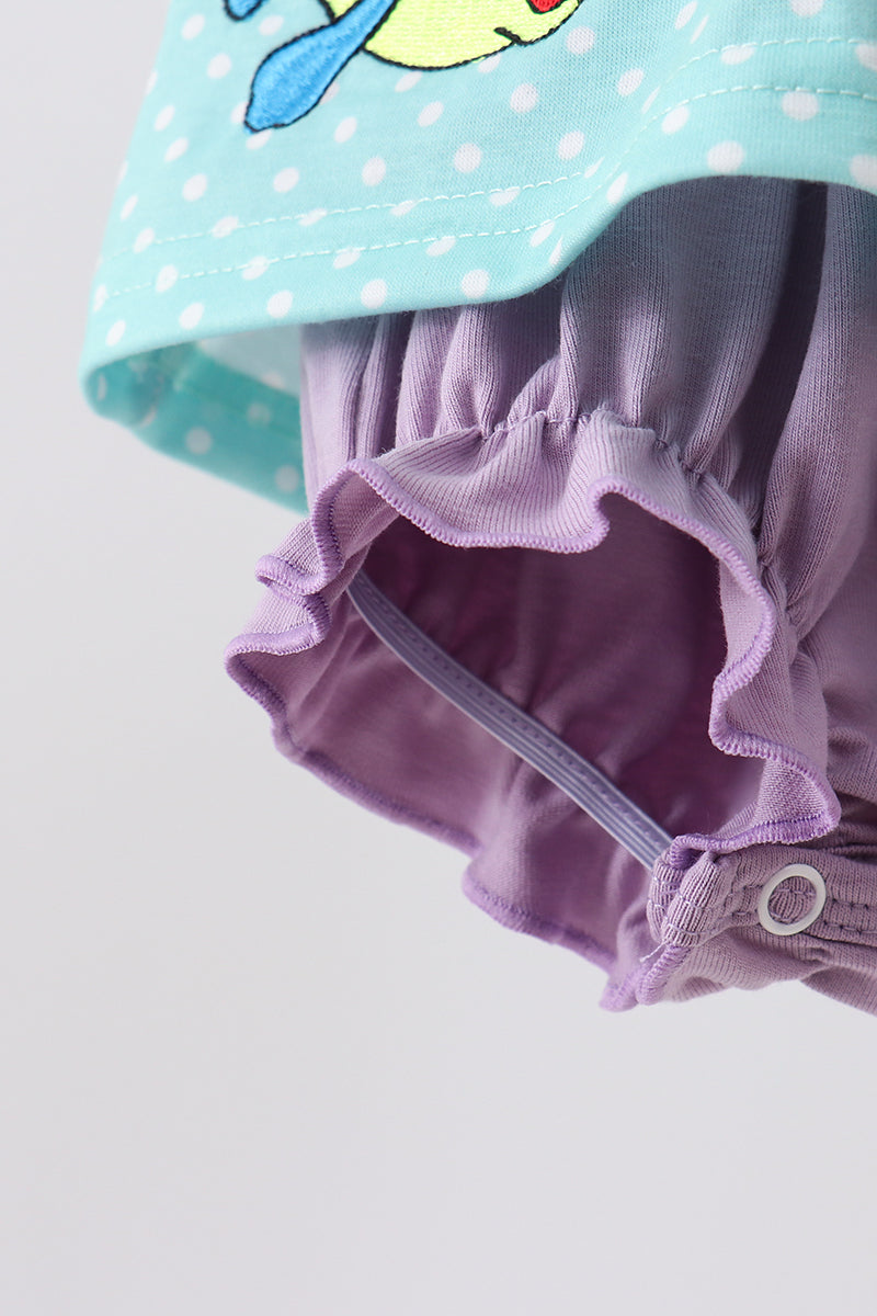 Blue under the sea Embroidered Bubble | Boutique Children's Clothing