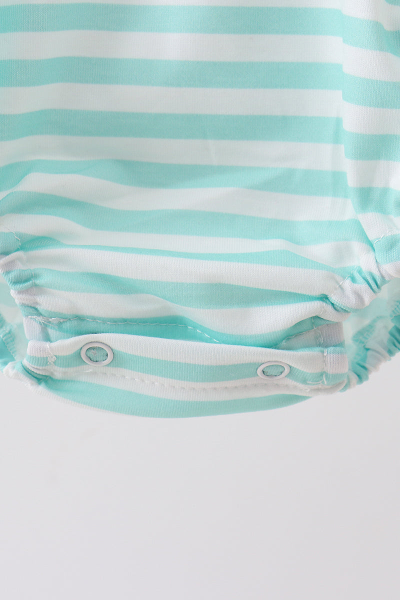 Blue stripe under the sea Embroidered Bubble | Boutique Children's Clothing