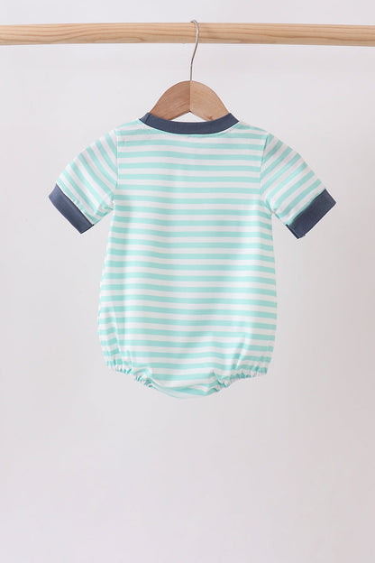 Blue stripe under the sea Embroidered Bubble | Boutique Children's Clothing