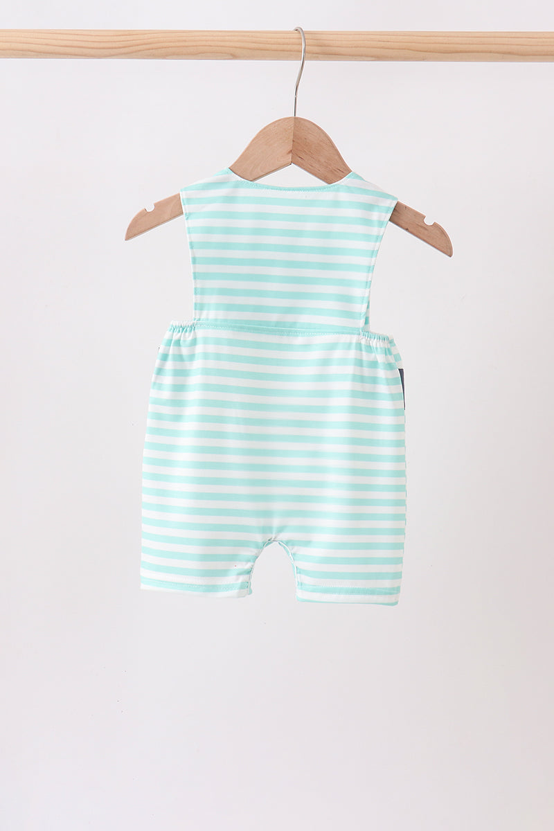 Blue stripe under the sea Embroidered Jon Jon | Boutique Children's Clothing