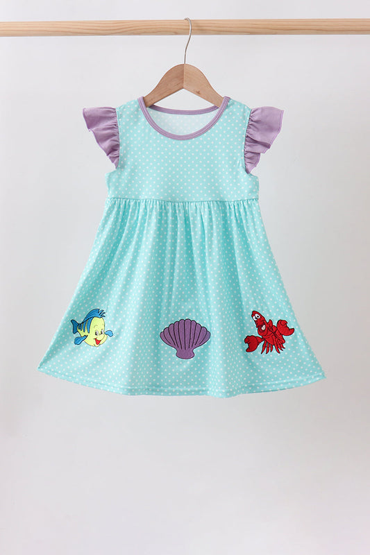 Blue under the sea Embroidered Dress | Boutique Children's Clothing