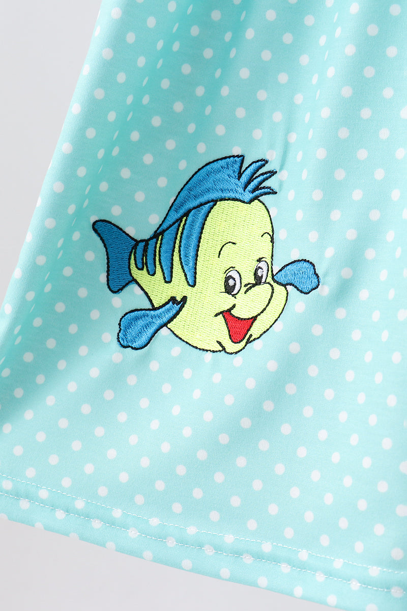 Blue under the sea Embroidered Dress | Boutique Children's Clothing