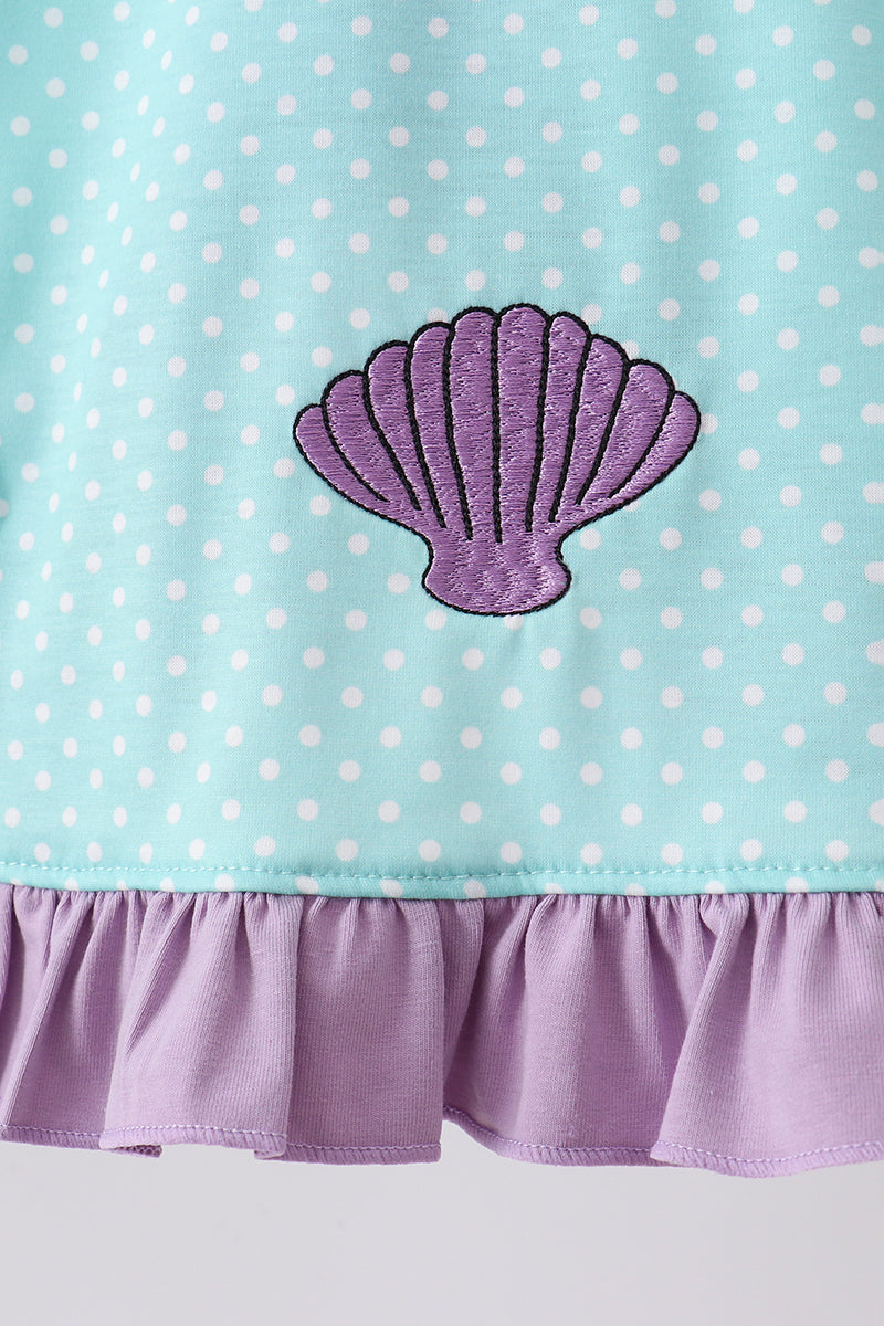 Blue under the sea Embroidered Set | Boutique Children's Clothing