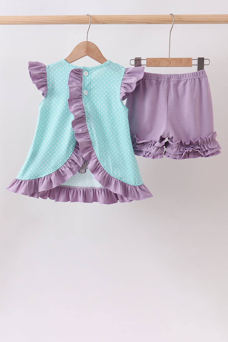 Blue under the sea Embroidered Set | Boutique Children's Clothing