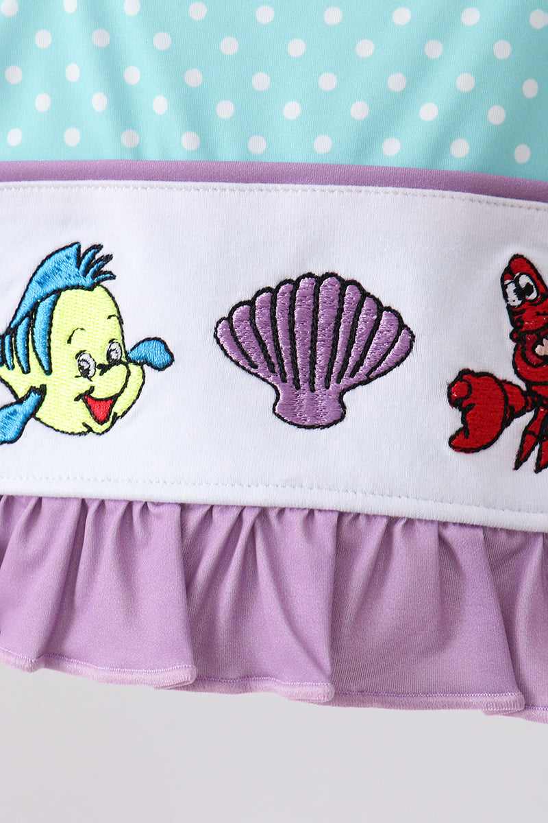 Blue under the sea Embroidered UPF Swim Set | Boutique Children's Clothing