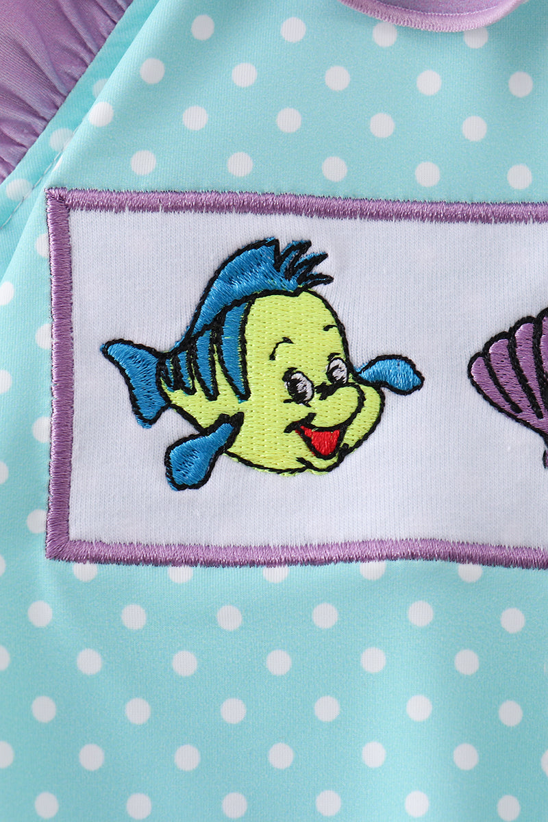 Blue under the sea Embroidered UPF Swim One-Piece | Boutique Children's Clothing