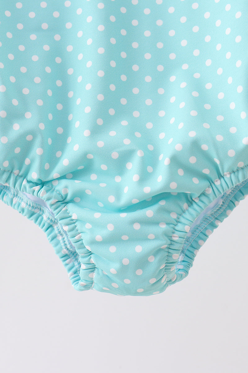 Blue under the sea Embroidered UPF Swim One-Piece | Boutique Children's Clothing
