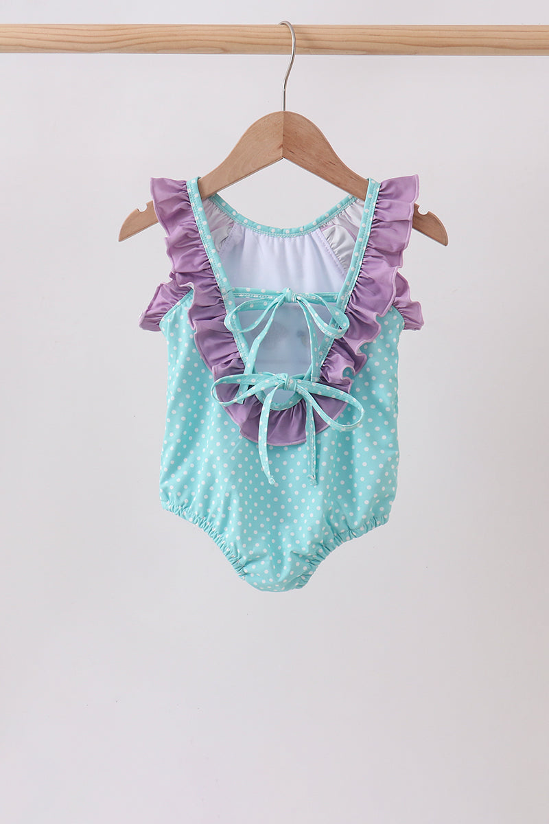 Blue under the sea Embroidered UPF Swim One-Piece | Boutique Children's Clothing