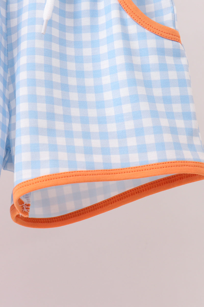 Coral Jesus Loves Me Smocked Gingham Shorts Set | Boutique Boys Smocked Outfit | Faith-Based Children's Clothing | Blush & Briar Co.