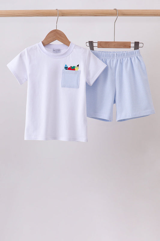 Blue School Pocket Set | Boutique Children's Clothing