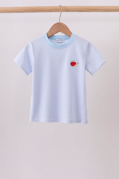 Blue Apple Pencil Pocket Top | Boutique Children's Clothing