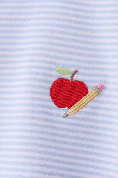 Blue Apple Pencil Pocket Top | Boutique Children's Clothing