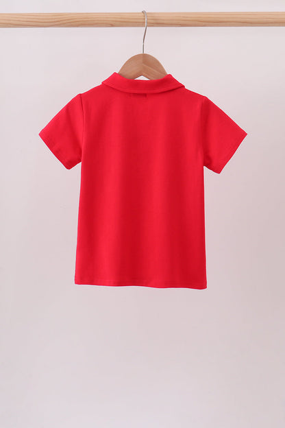 Red School Bus Pocket Polo Shirt | Boutique Children's Clothing