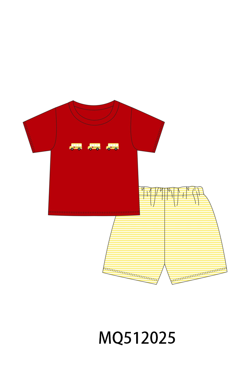 Red School bus Applique Set | Boutique Children's Clothing