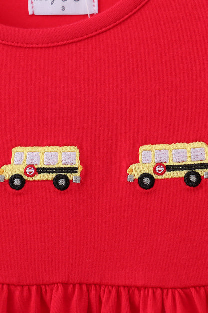 Red School bus Bow Dress | Boutique Children's Clothing