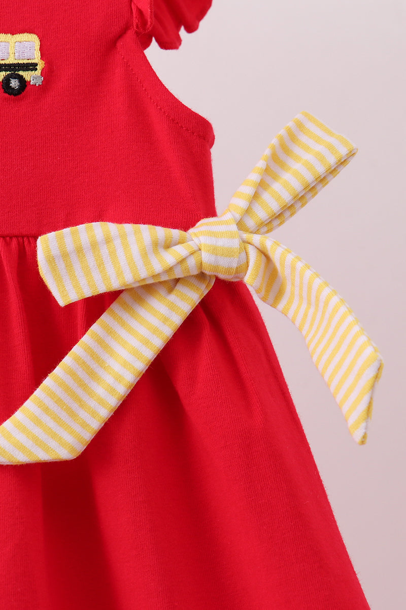 Red School bus Bow Dress | Boutique Children's Clothing
