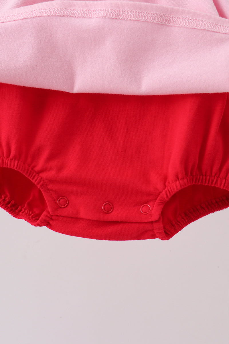 Pink Apple Embroidery Bubble | Boutique Children's Clothing
