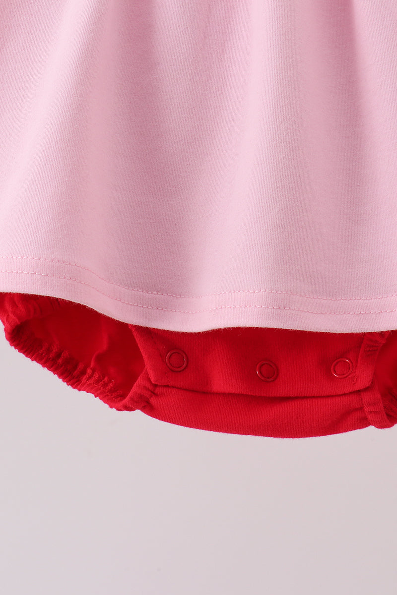 Pink Apple Embroidery Bubble | Boutique Children's Clothing