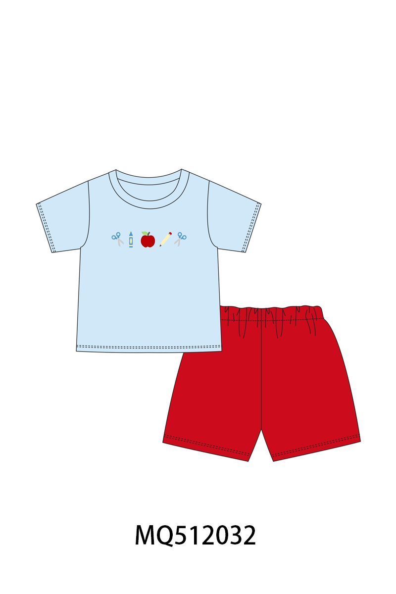 Blue Apple Applique Set | Boutique Children's Clothing