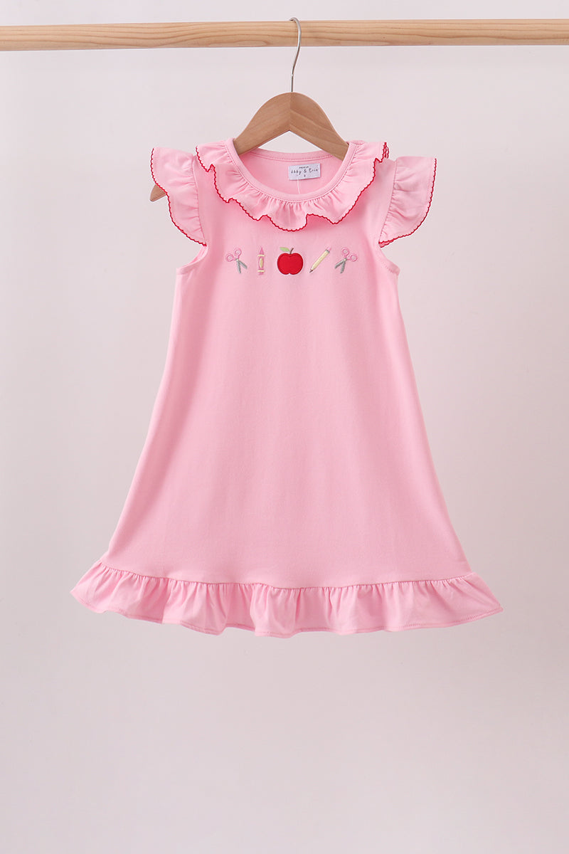 Pink Apple Ruffle Dress | Boutique Children's Clothing