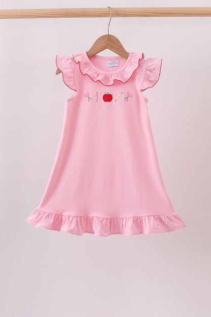Pink Apple Ruffle Dress | Boutique Children's Clothing