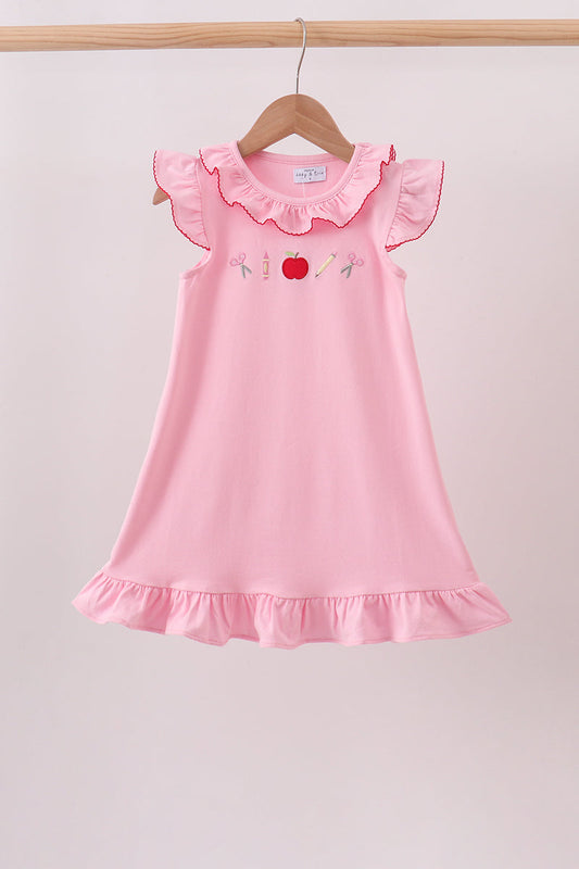 Pink Apple Ruffle Dress | Boutique Children's Clothing