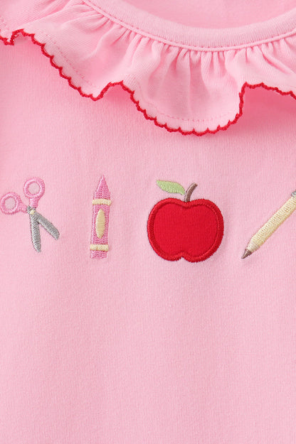 Pink Apple Ruffle Dress | Boutique Children's Clothing