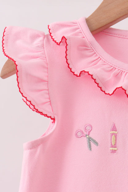 Pink Apple Ruffle Dress | Boutique Children's Clothing