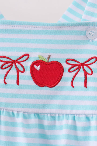 Blue Apple Embroidery Gingham Bubble | Boutique Children's Clothing