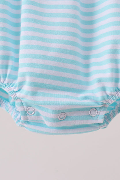 Blue Apple Embroidery Gingham Bubble | Boutique Children's Clothing