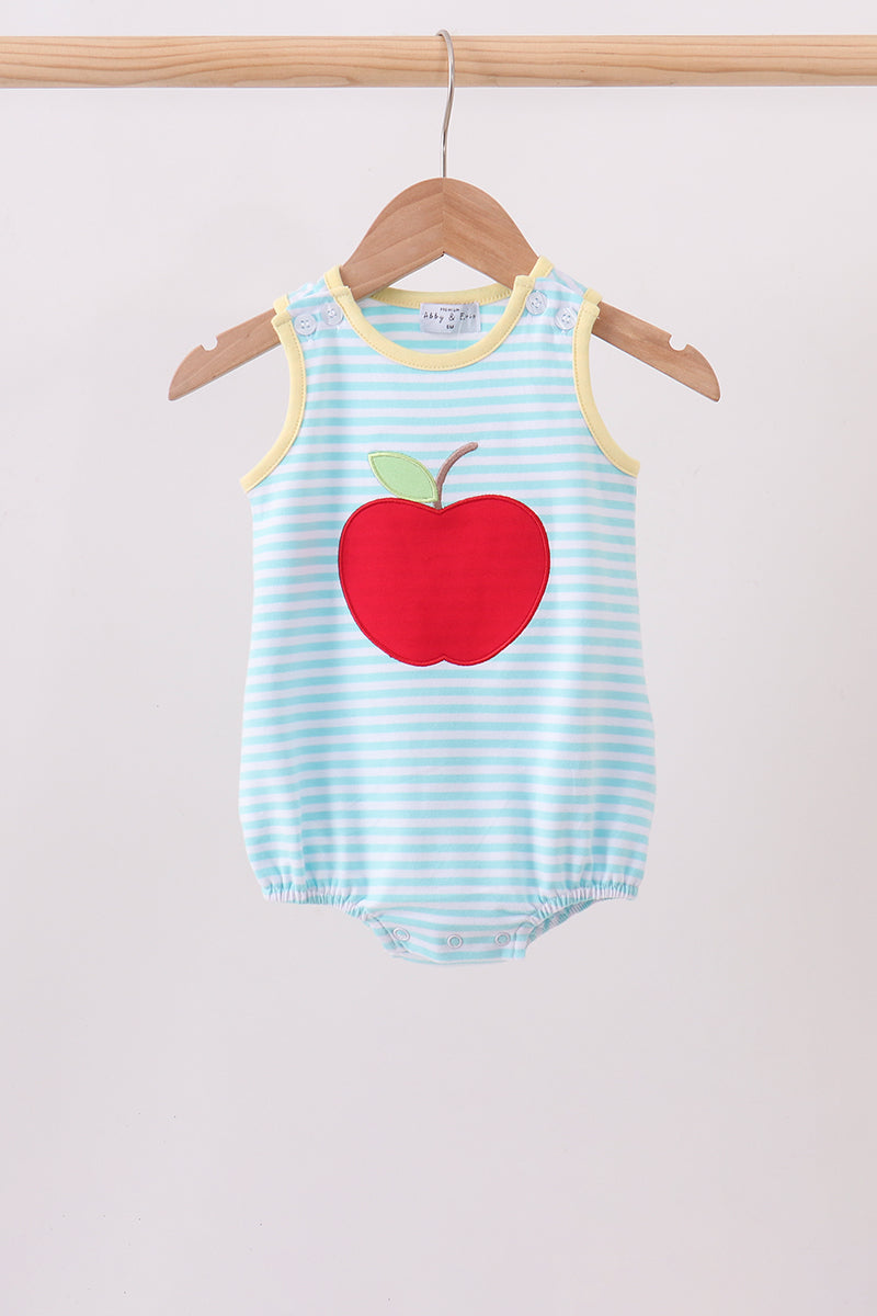 Blue Apple Embroidery Bubble | Boutique Children's Clothing