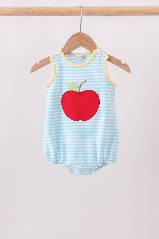 Blue Apple Embroidery Bubble | Boutique Children's Clothing