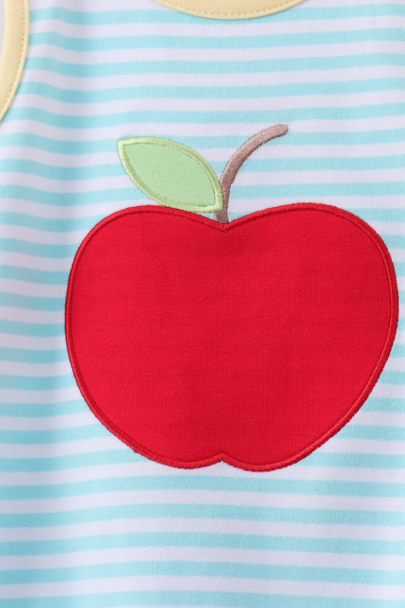 Blue Apple Embroidery Bubble | Boutique Children's Clothing