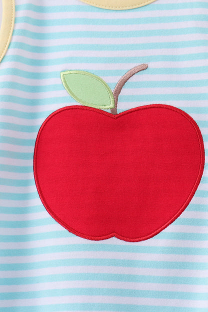 Blue Apple Embroidery Bubble | Boutique Children's Clothing