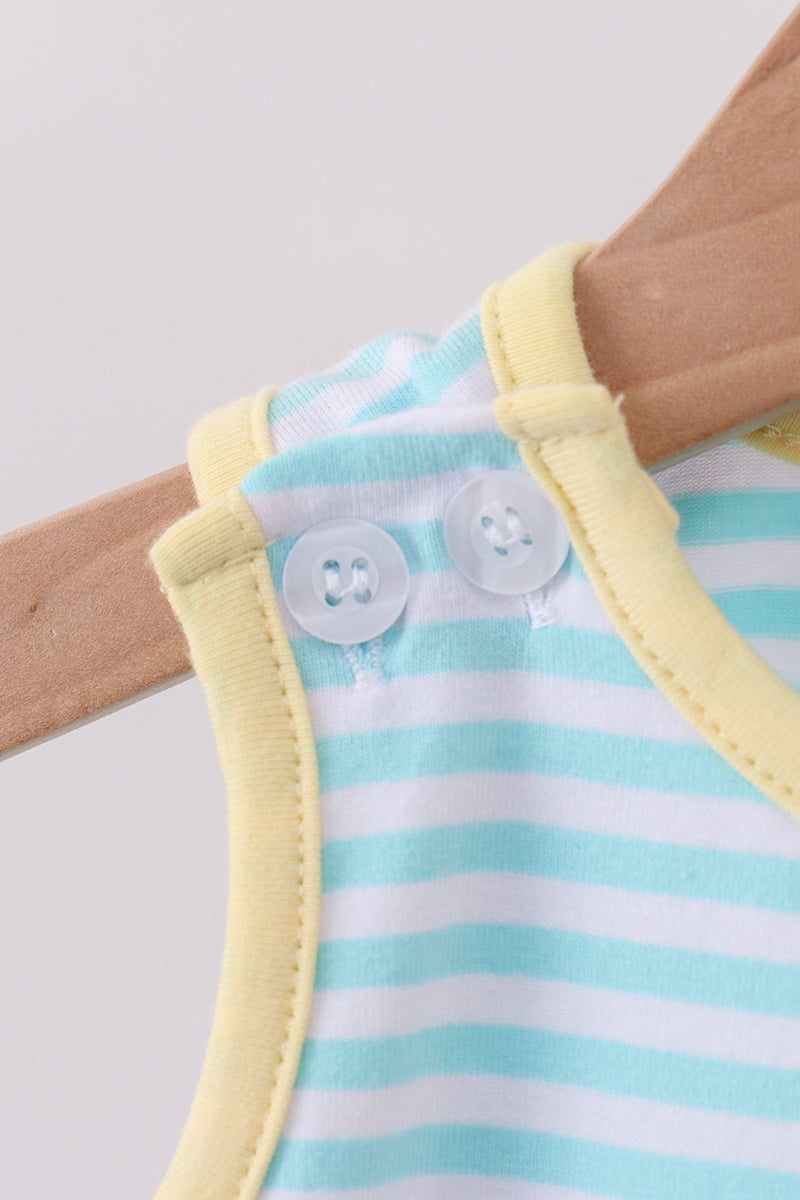 Blue Apple Embroidery Bubble | Boutique Children's Clothing