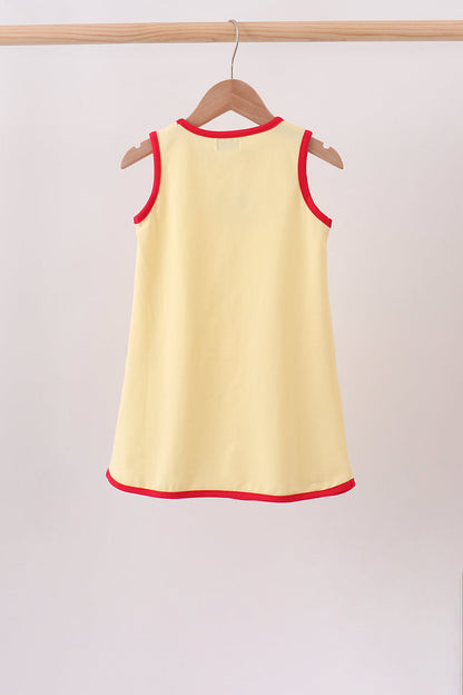 Scalloped Apple Embroidery Bow Dress | Boutique Children's Clothing