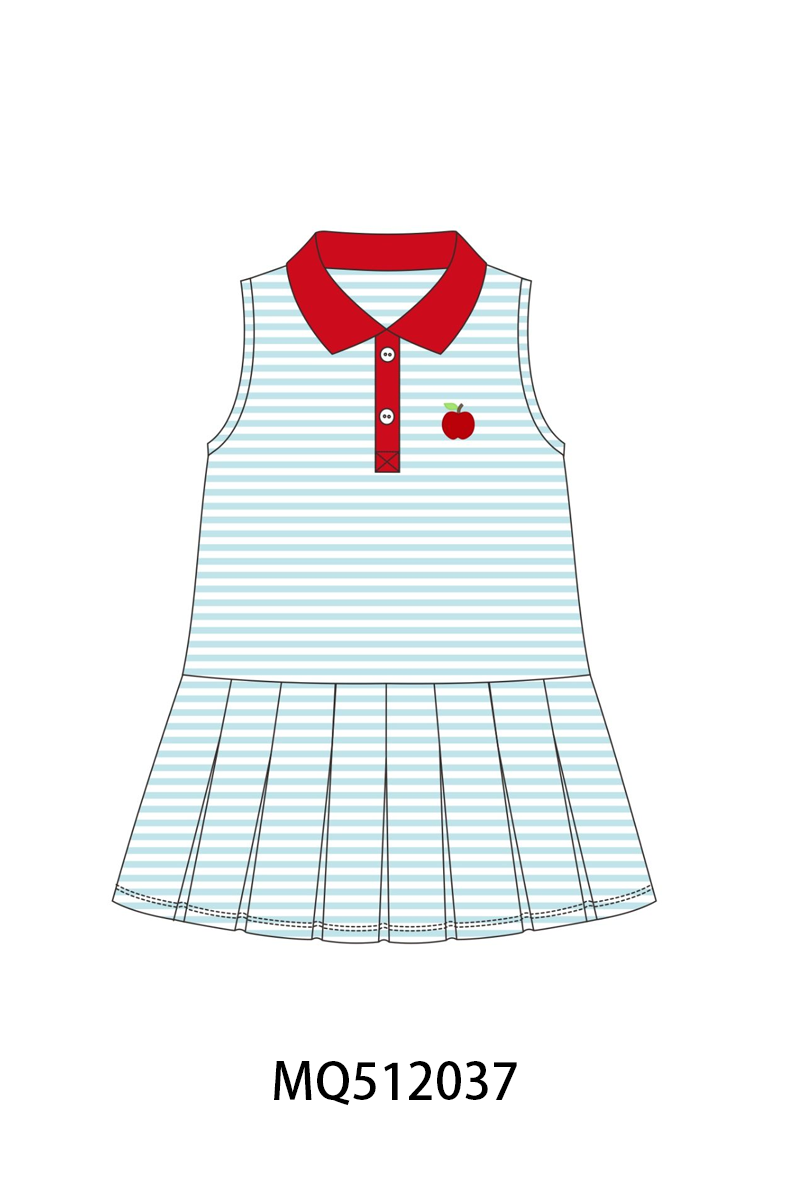 Bow Collar Apple Embroidery Dress | Boutique Children's Clothing