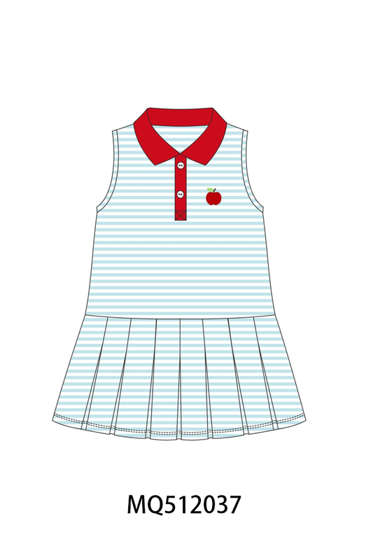 Bow Collar Apple Embroidery Dress | Boutique Children's Clothing
