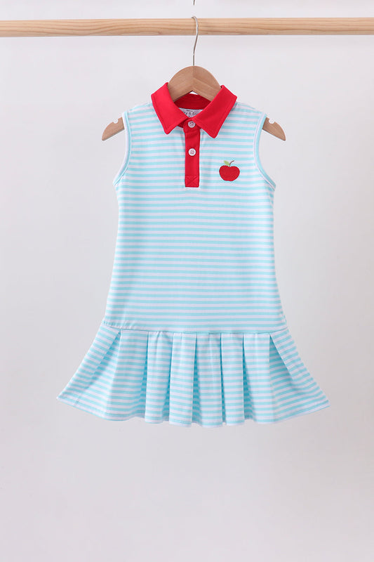 Bow Collar Apple Embroidery Dress | Boutique Children's Clothing
