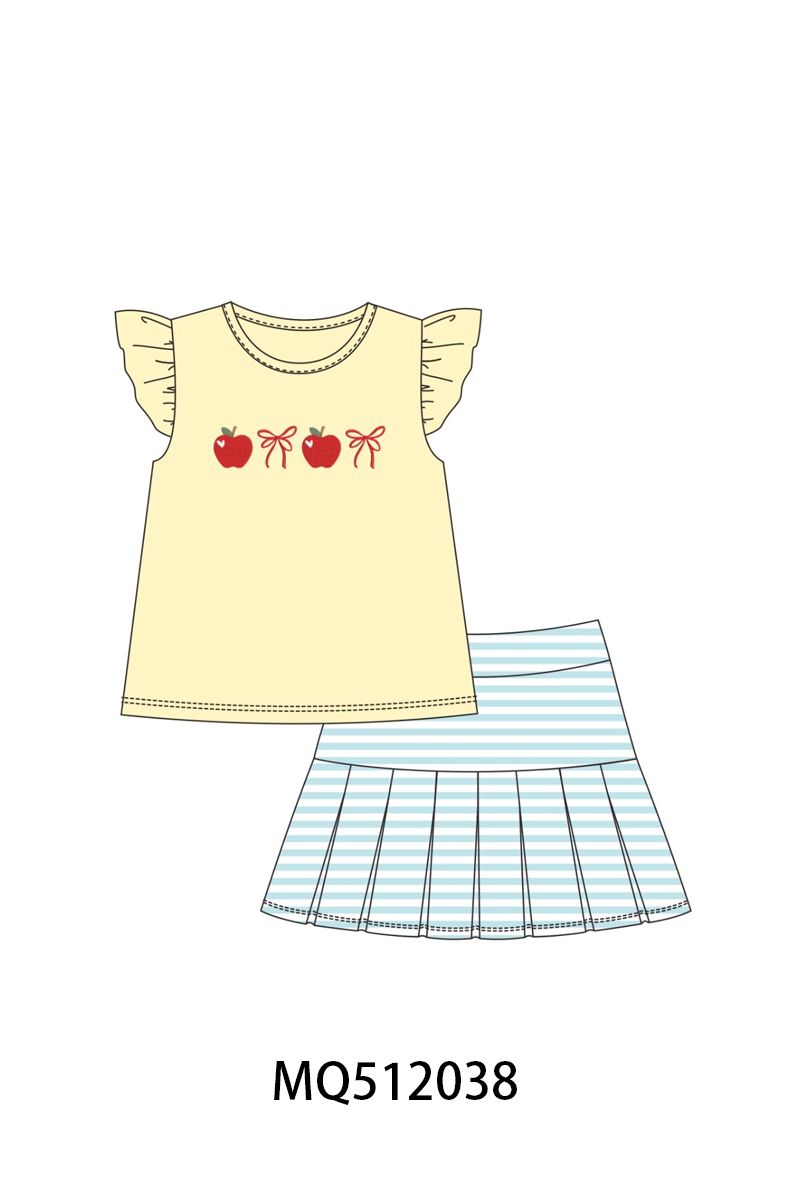 Yellow Apple Embroidery Skorts Set | Boutique Children's Clothing