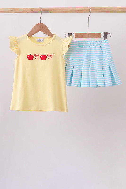 Yellow Apple Embroidery Skorts Set | Boutique Children's Clothing