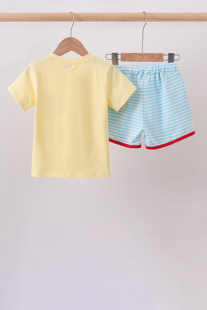 Yellow Apple Embroidery Pocket Set | Boutique Children's Clothing