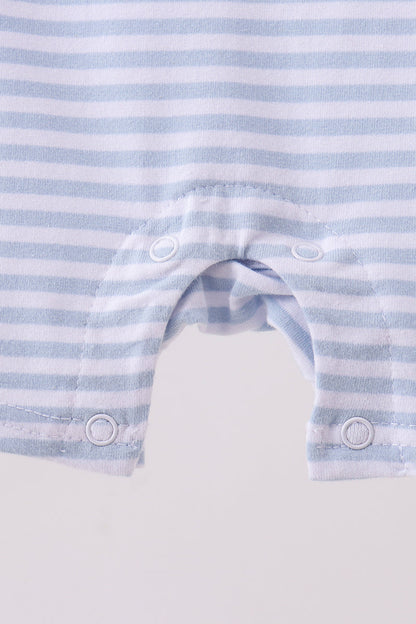 Blue Apple Pencil Embroidery Romper | Boutique Children's Clothing
