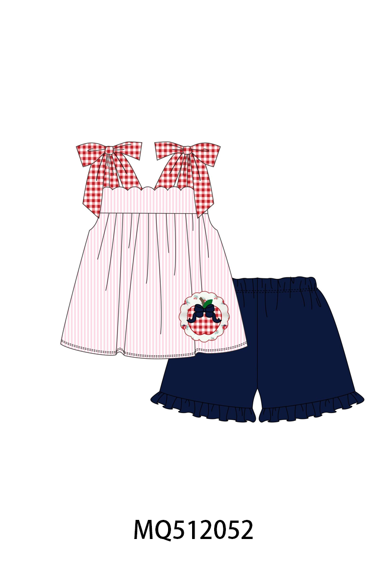 Pink Apple Gingham Set | Boutique Children's Clothing