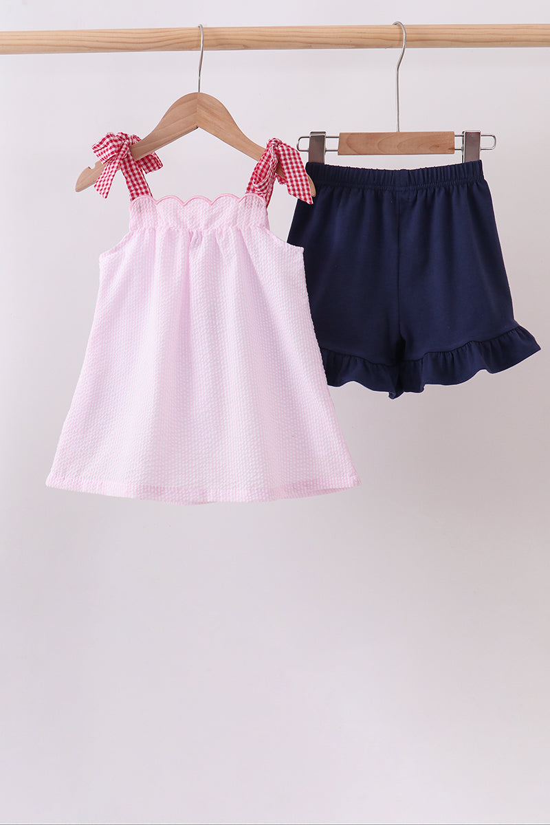 Pink Apple Gingham Set | Boutique Children's Clothing
