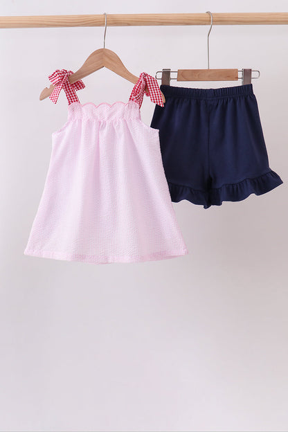 Pink Apple Gingham Set | Boutique Children's Clothing