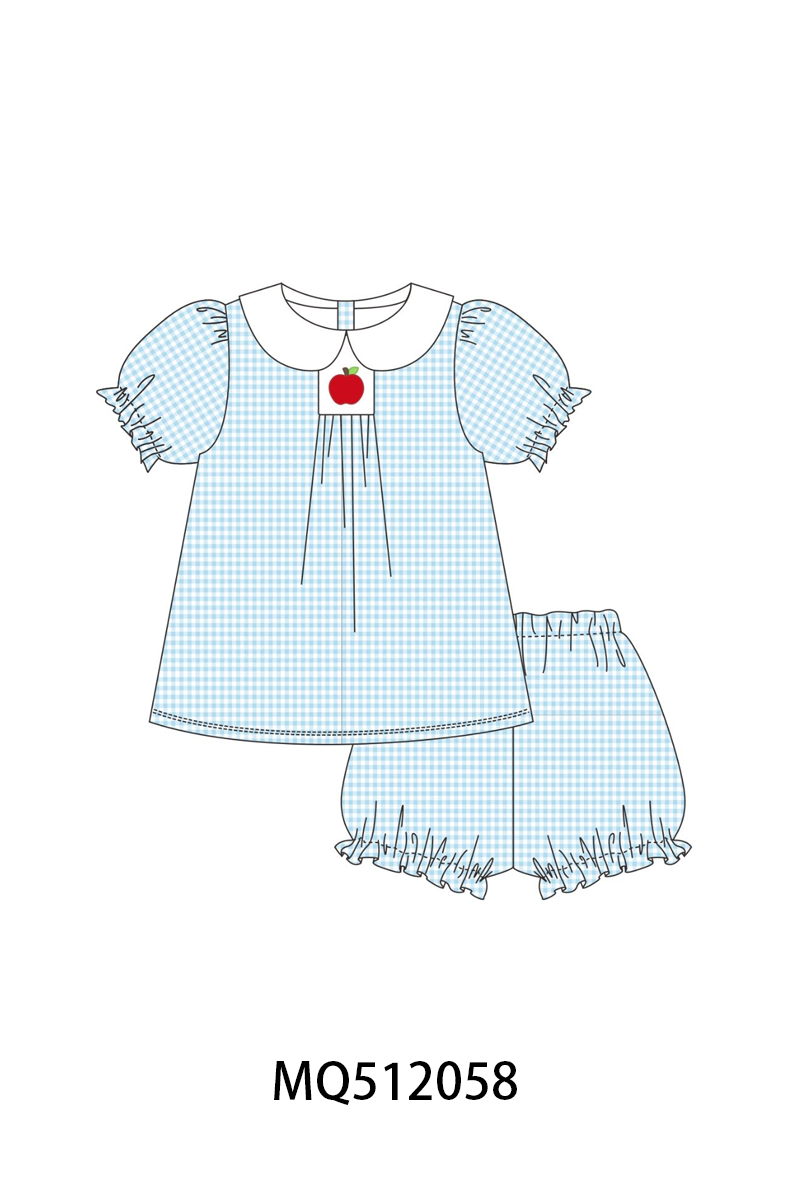 Blue Apple Smocked Bloomer Set | Boutique Children's Clothing